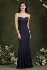Stunning Long Mermaid Bateau Appliques Lace Ruffles Formal Dress