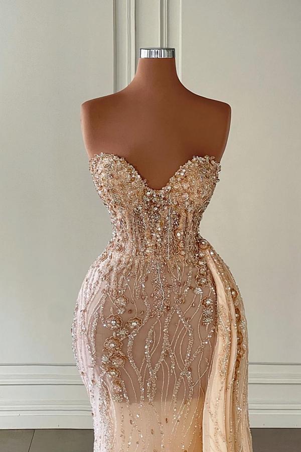 Modest Long Mermaid Sweetheart Tulle Glitter Prom Dresses