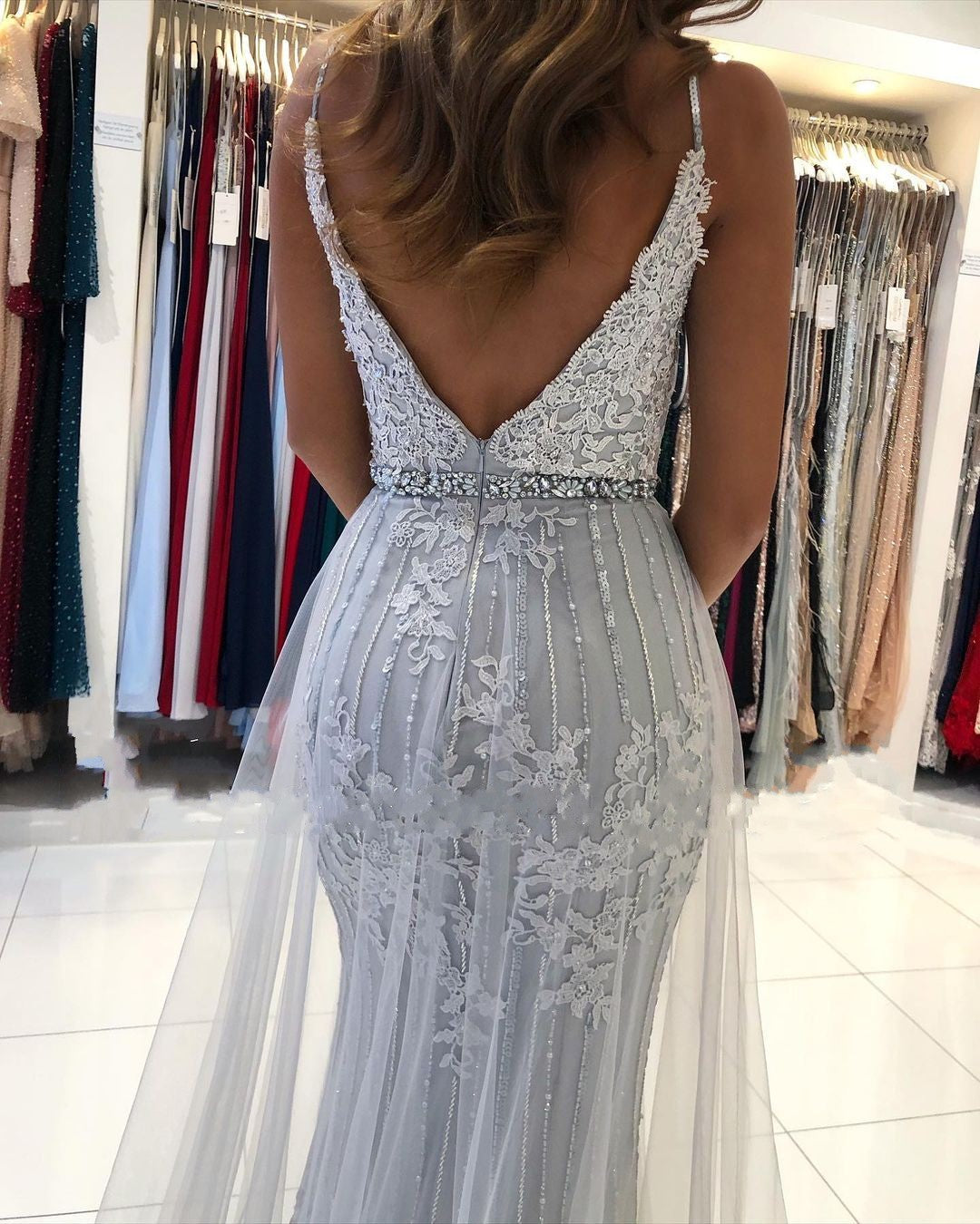 Elegant Long Mermaid Sweetheart Open Back Front Slit Prom Dress