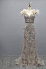 Beautiful Long Mermaid Sweetheart Tulle Beading Evening Dresses