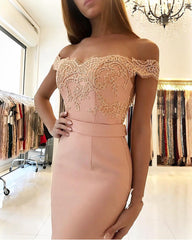 Long Off the Shoulder Backless Appliques Lace Floor Length Mermaid Prom Dress