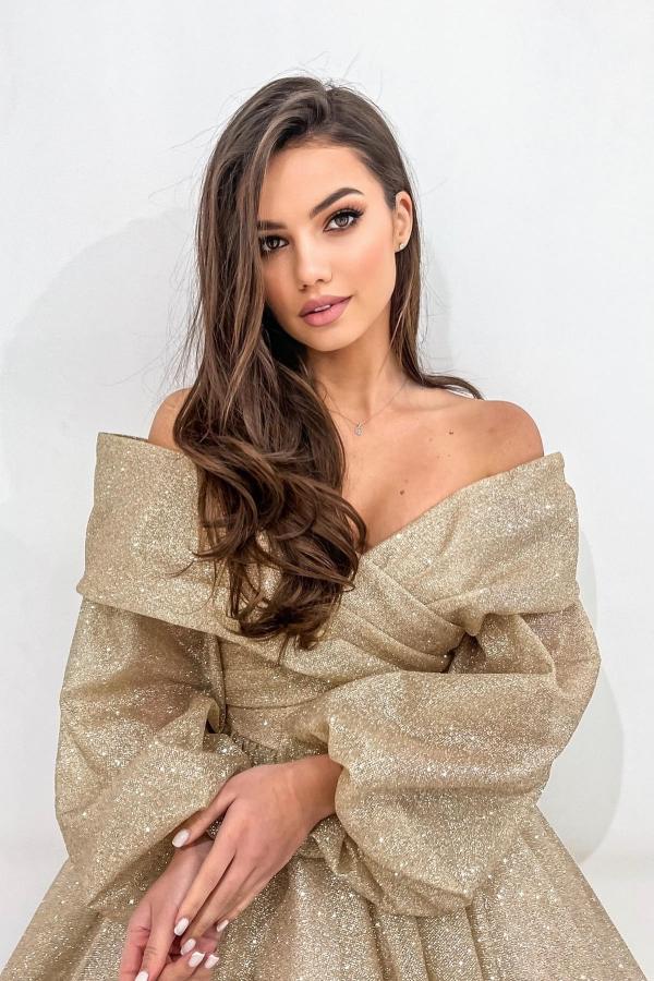 Long Sleeve Off The Shoulder A Line Tulle Party Dress