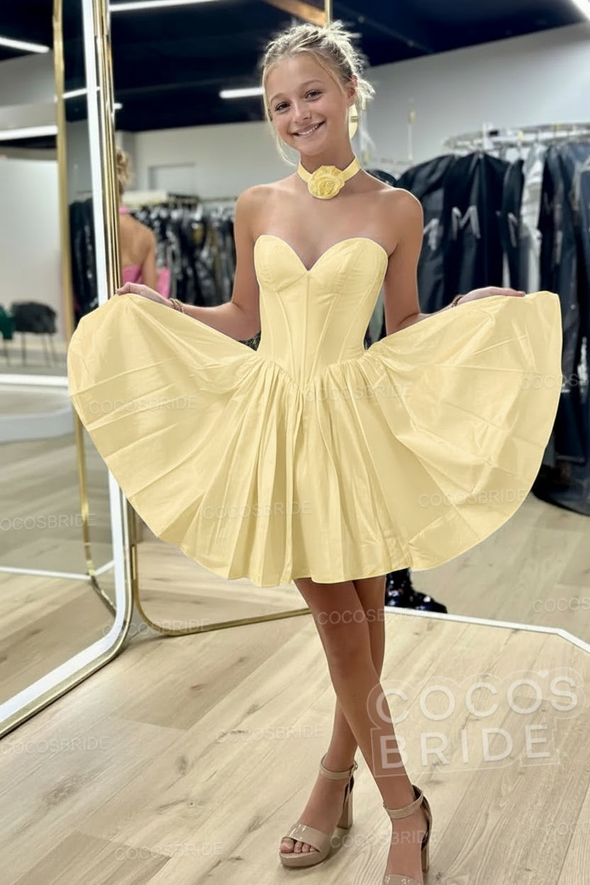 Sweetheart A-Line Short Satin Homecoming Dress