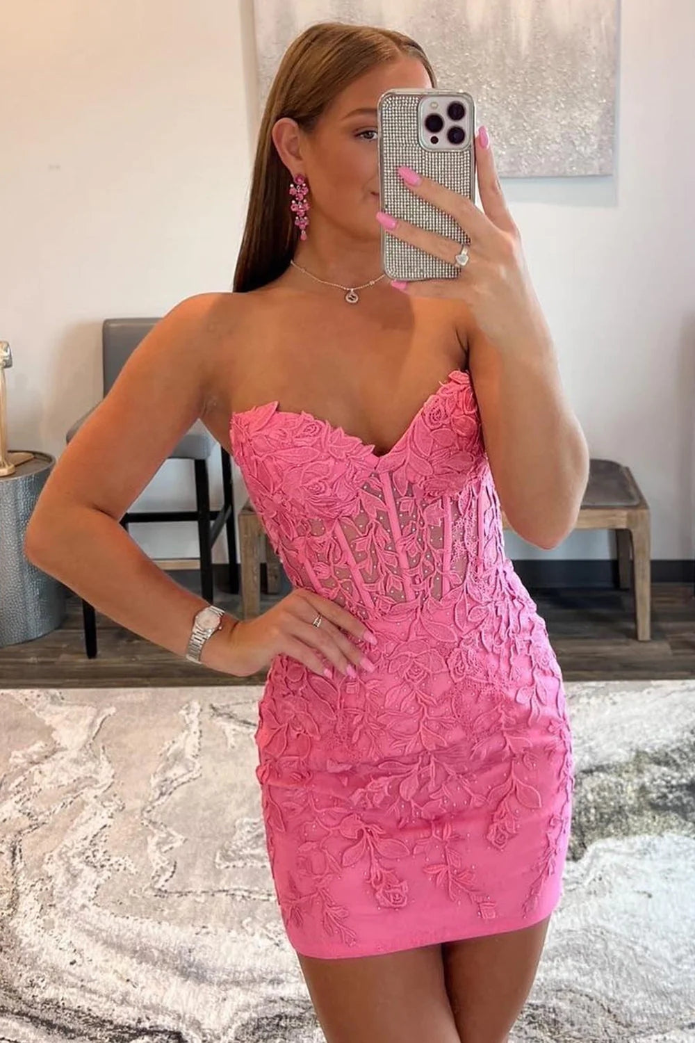 Mermaid Sweetheart Tulle Short Homecoming Dress with Appliques Lace