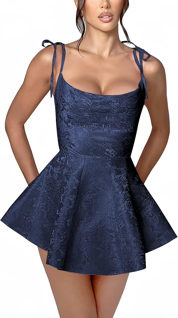 A-line Short Spaghetti Straps Satin Sleeveless Homecoming Dress