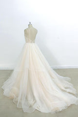 Long Sweetheart Appliques Lace Tulle A-line Wedding Dress