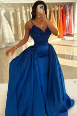 Long Mermaid Spaghetti Straps Sweetheart Satin Prom Dress