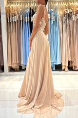 Elegant Long Sleeveless A-Line Chiffon Prom Dress with Ruffles