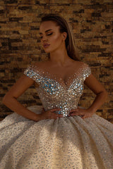 Long Ball Gown Off the Shoulder Sequins Wedding Dresses