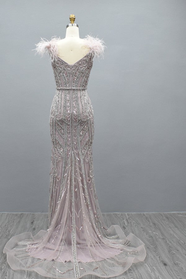 Beautiful Long Mermaid Sweetheart Tulle Beading Evening Dresses
