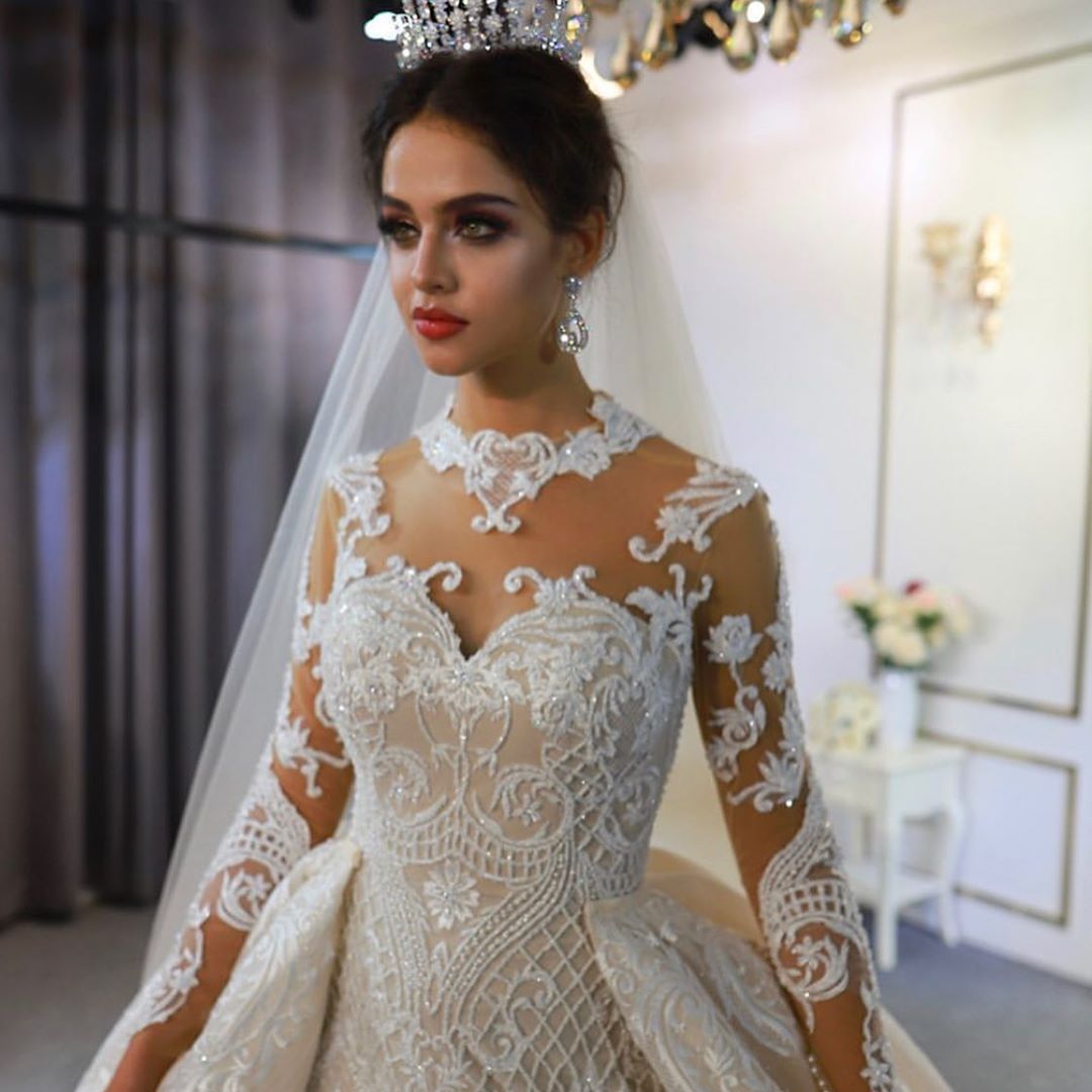Gorgeous Long Mermaid Sweetheart Long Sleeve Appliques Lace Floor Length Wedding Dress