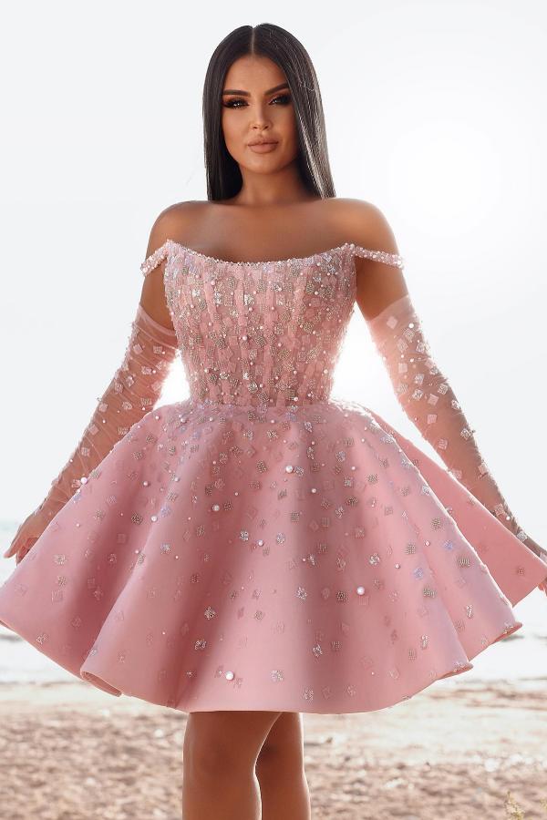 Short A-line Strapless Satin Princess Party Dresses