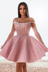 Short A-line Strapless Satin Princess Party Dresses