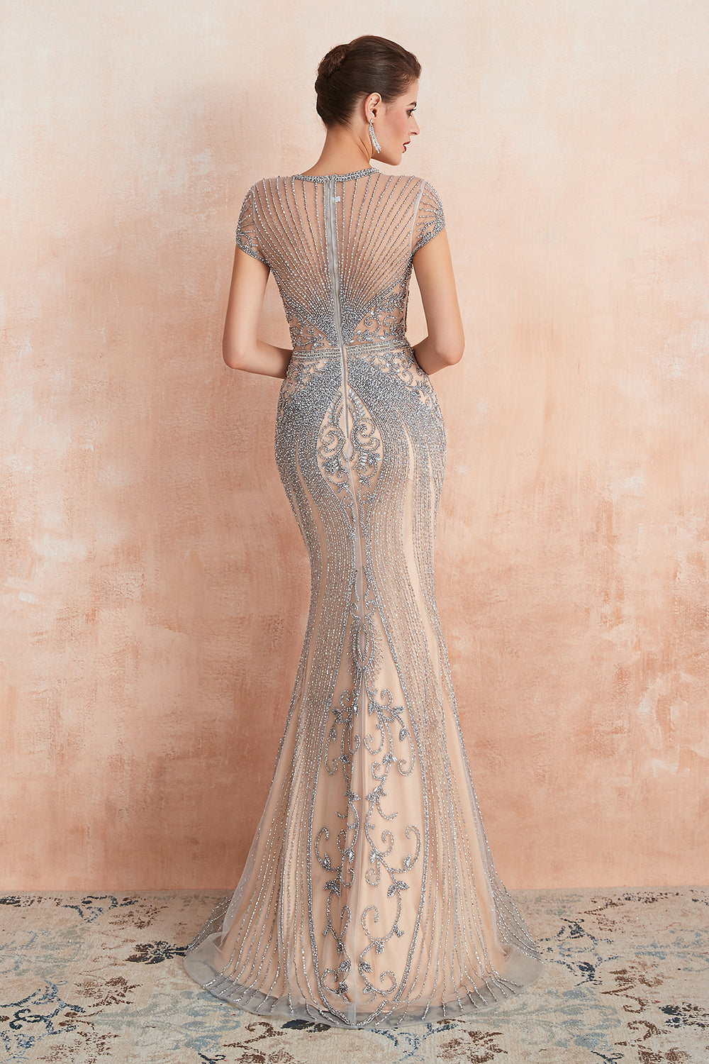 Long Mermaid Jewel Tulle Bread Evening Formal Dresses