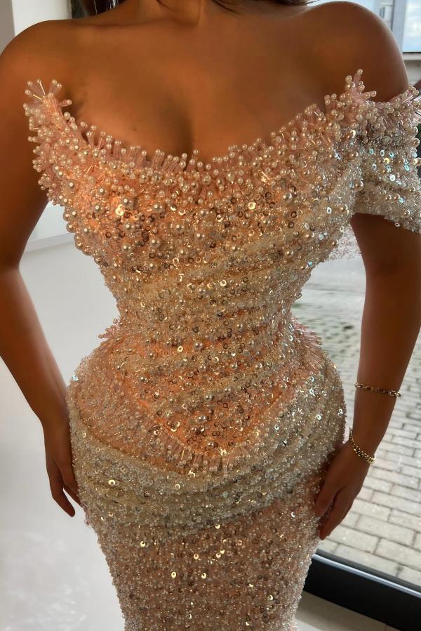 Strapless One Shoulder Long Mermaid Prom Dress with Sequins