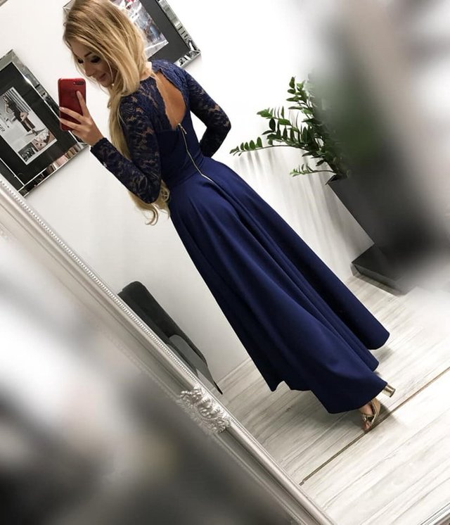 Unique A-line Sweetheart Backless Long Sleeve Appliques Lace High Low Party Dresses