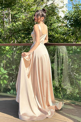 Mermaid Long Square Neck Satin Formal Prom Dress with Split Front