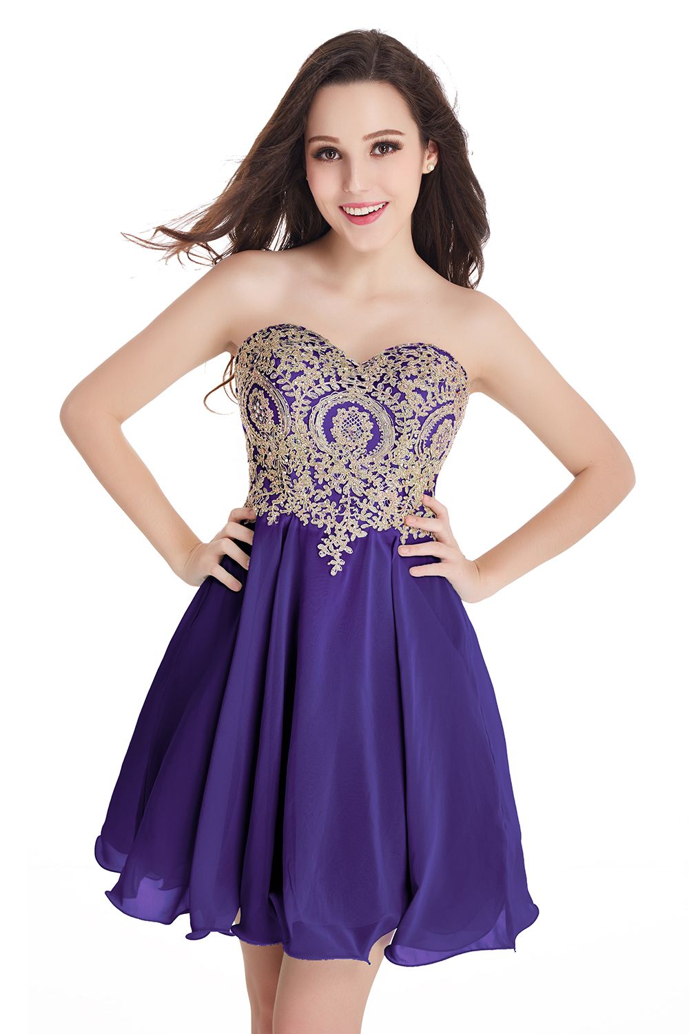 Chic A-line Sweetheart Ruffle Chiffon Short Homecoming Dress