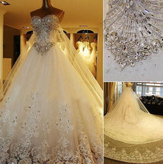 Elegant Long Ball Gown Sweetheart Appliques Beading Wedding Dresses