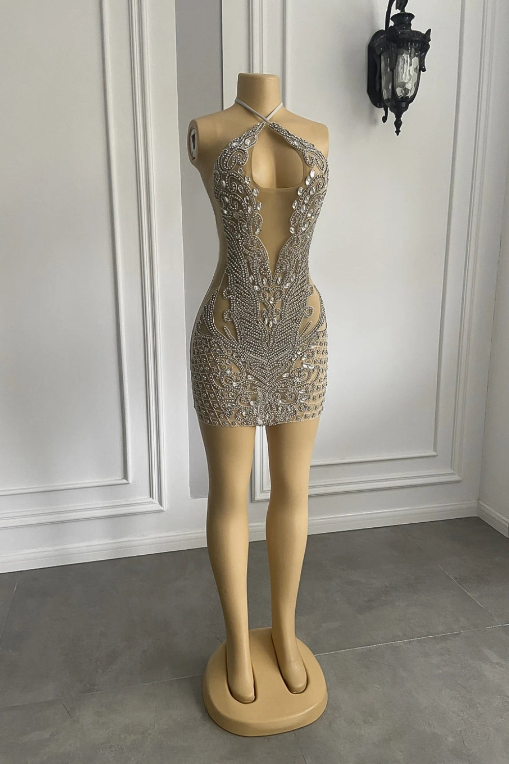 Sexy Short Halter See Through Tulle Party Dresses