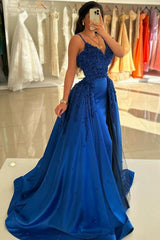 Long Mermaid Spaghetti Straps Sweetheart Satin Prom Dress