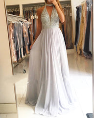 Elegant Long Halter Keyhole Beading A-Line Ruffles Floor Length Prom Dress