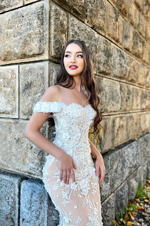 Simple Long Off The Shoulder Mermaid Lace Floor Length Prom Dress
