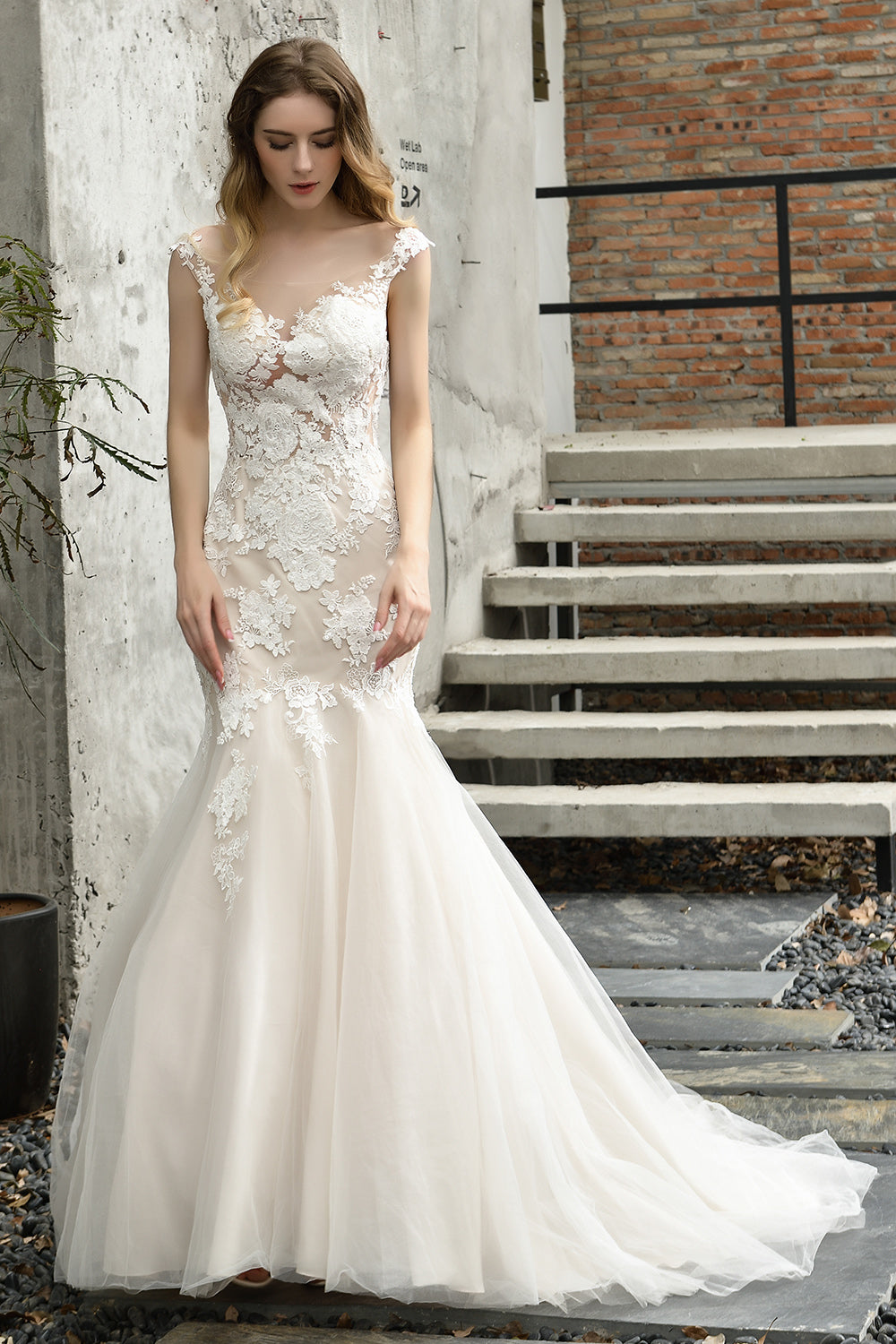Long Mermaid Sweetheart Tulle Lace Floor Length Wedding Dresses