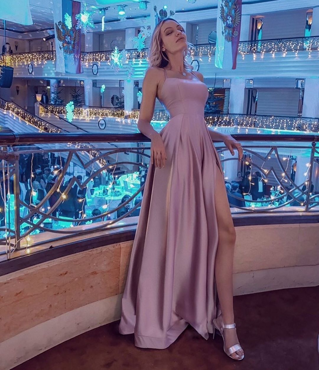 Simple Long A-line Scoop Neck Satin Backless Prom Dress with Slit