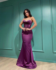 Long Mermaid Satin Sweetheart Formal Evening Dresses