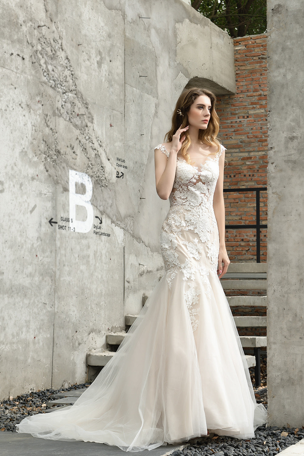 Long Mermaid Sweetheart Tulle Lace Floor Length Wedding Dresses