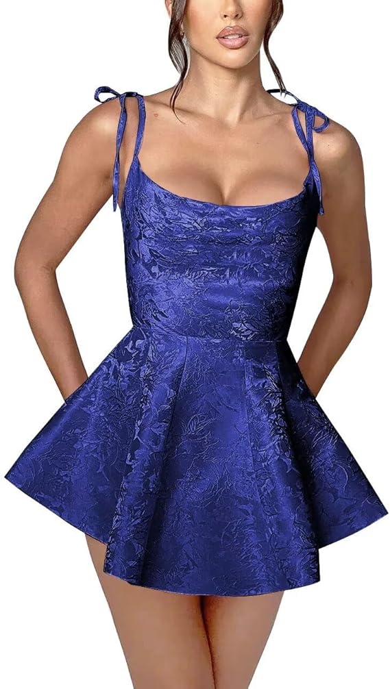 A-line Short Spaghetti Straps Satin Sleeveless Homecoming Dress