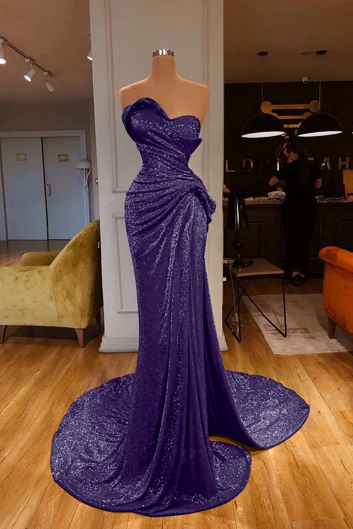 Red Mermaid Sweetheart Sequin Long Prom Dress