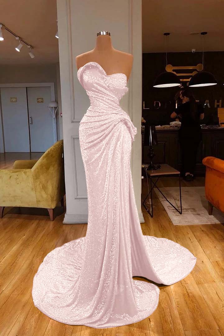 Red Mermaid Sweetheart Sequin Long Prom Dress