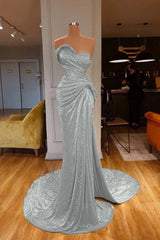 Red Mermaid Sweetheart Sequin Long Prom Dress