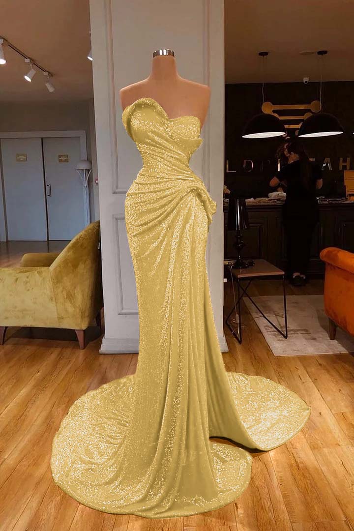 Red Mermaid Sweetheart Sequin Long Prom Dress