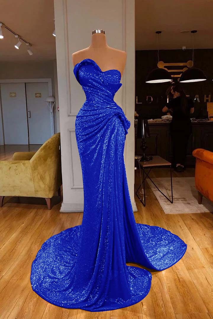 Red Mermaid Sweetheart Sequin Long Prom Dress