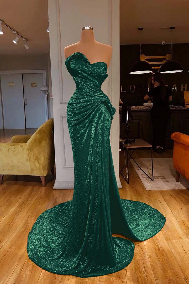 Red Mermaid Sweetheart Sequin Long Prom Dress