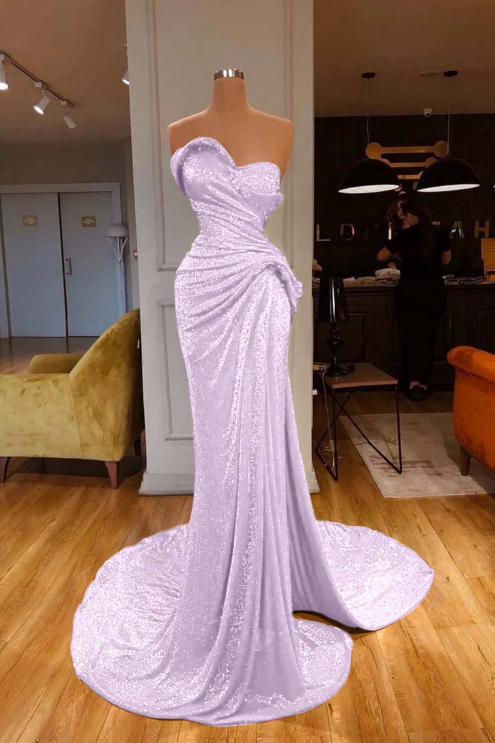 Red Mermaid Sweetheart Sequin Long Prom Dress